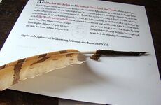 Urkunde Adelsbrief in der Entstehung - Tuschevorzeichnung - Aquarell und Tusche auf Büttenpapier - A4 - Larp Urkunde erstellen lassen