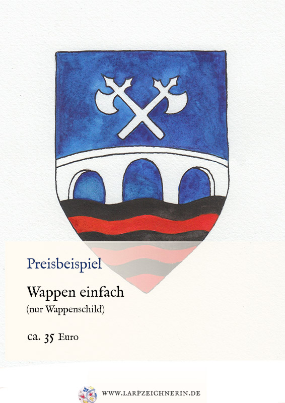Preisbeispiel - Wappenschild - A5 - Tusche und Aquarell auf Büttenpapier - ca 35 Euro